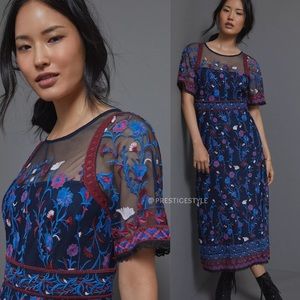 Anthropologie Mehreen Embroidered Maxi Dress
